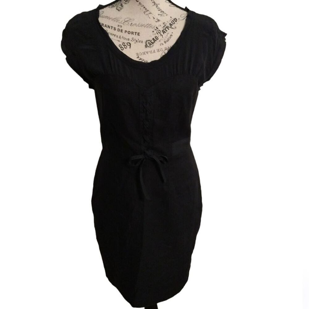 Rebecca Taylor linen dress size 2 black feminine sweetheart cottagecore